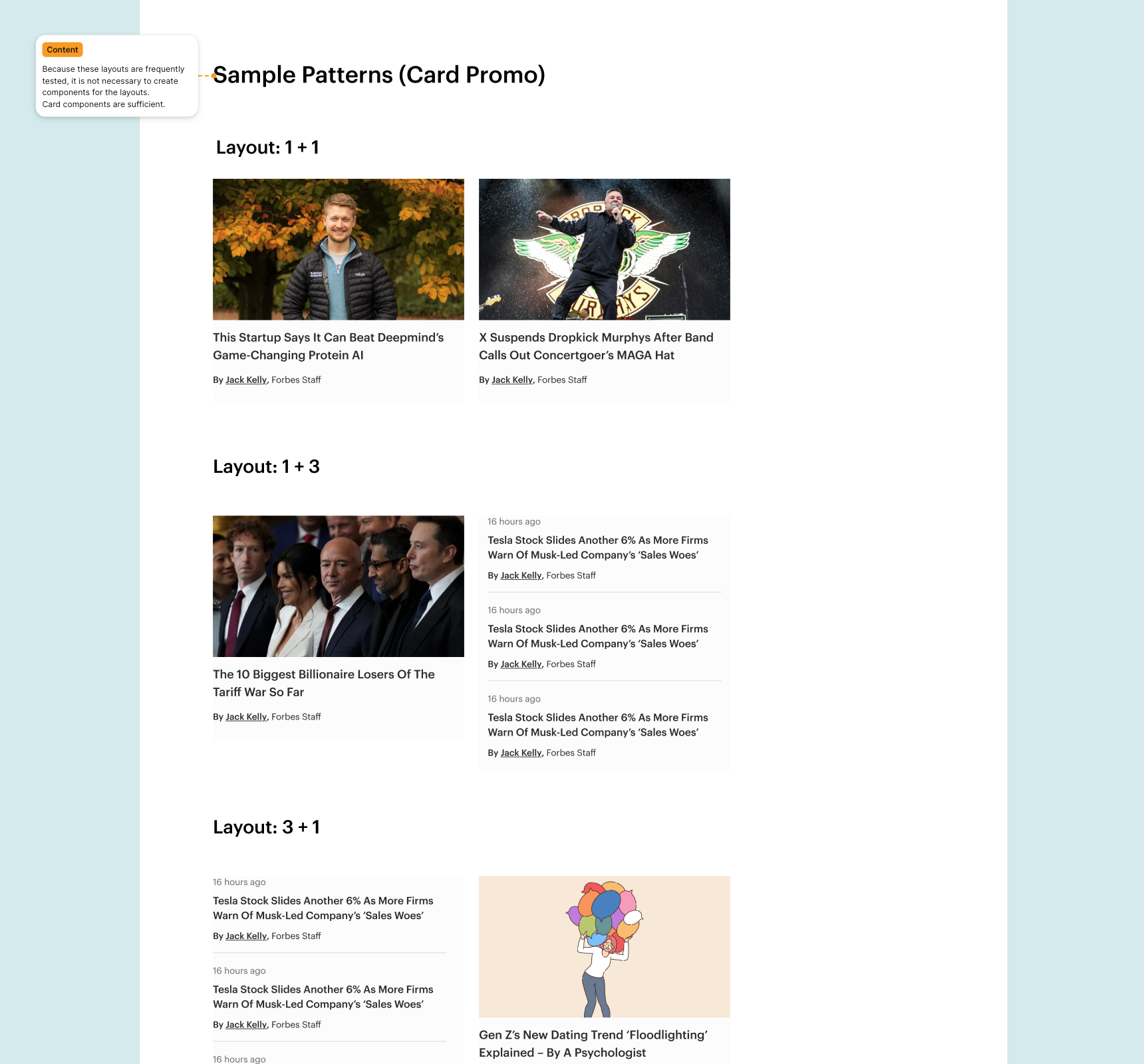 Image of article card promo patterns