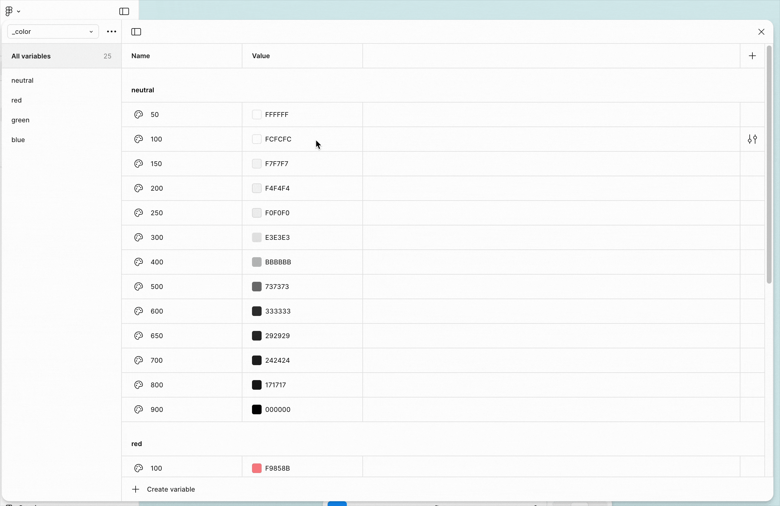 Animated gif showing token collection in design system